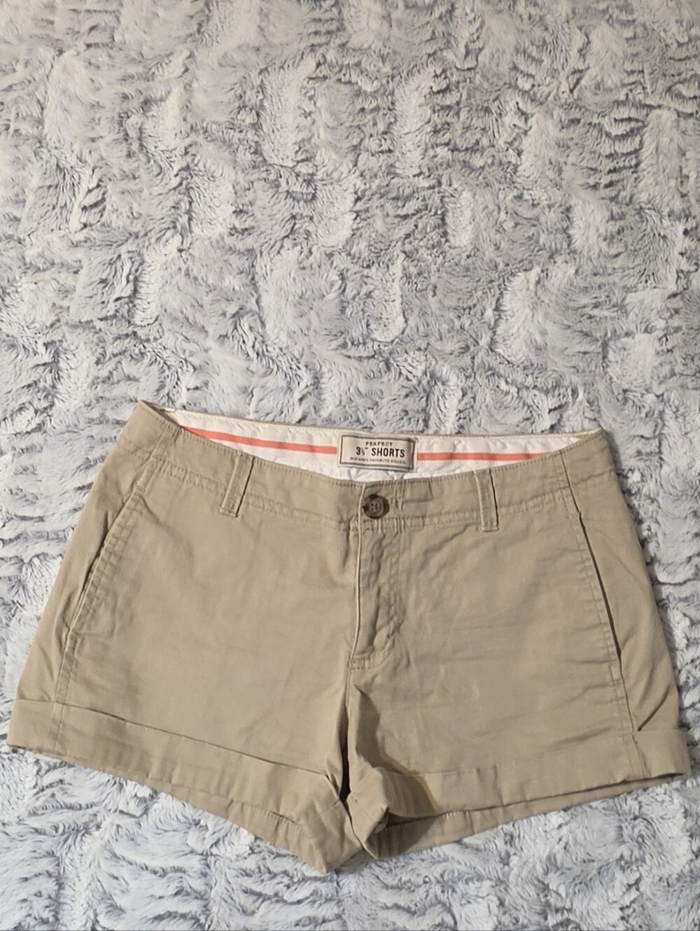 Like New! Khaki/Tan cotton chinos. Shorts are size 4